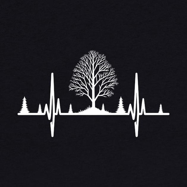 Nature & Tree Heartbeat EKG with Trees Line Art by DefineWear